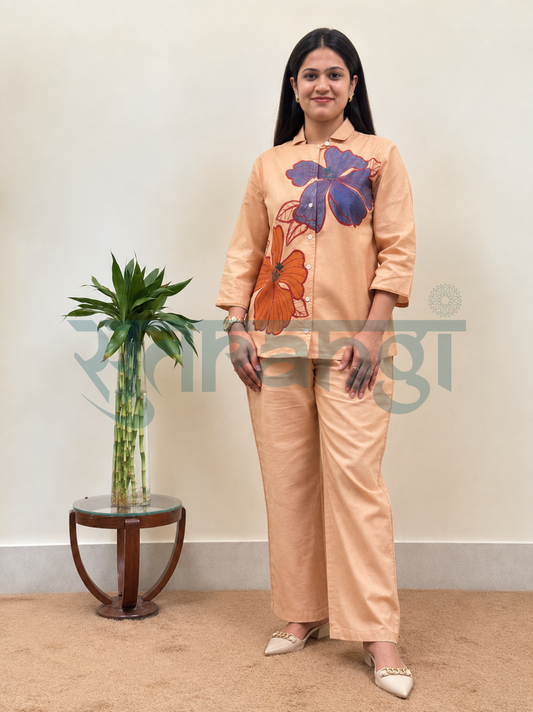 Peach Bloom Floral Co-ord Set
