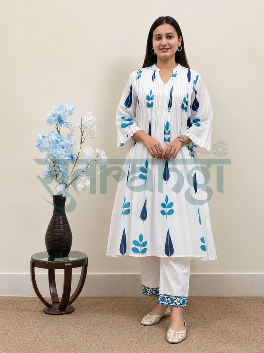 Azure Meadow Cotton Kurta Set