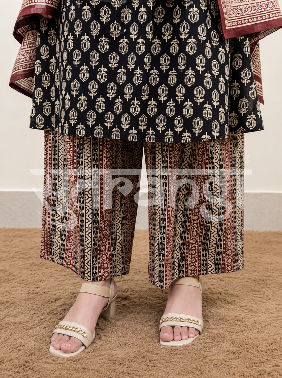 Black Printed Kurta Set with Printed Dupatta