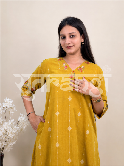 Golden Meadow A-Line Kurta Set