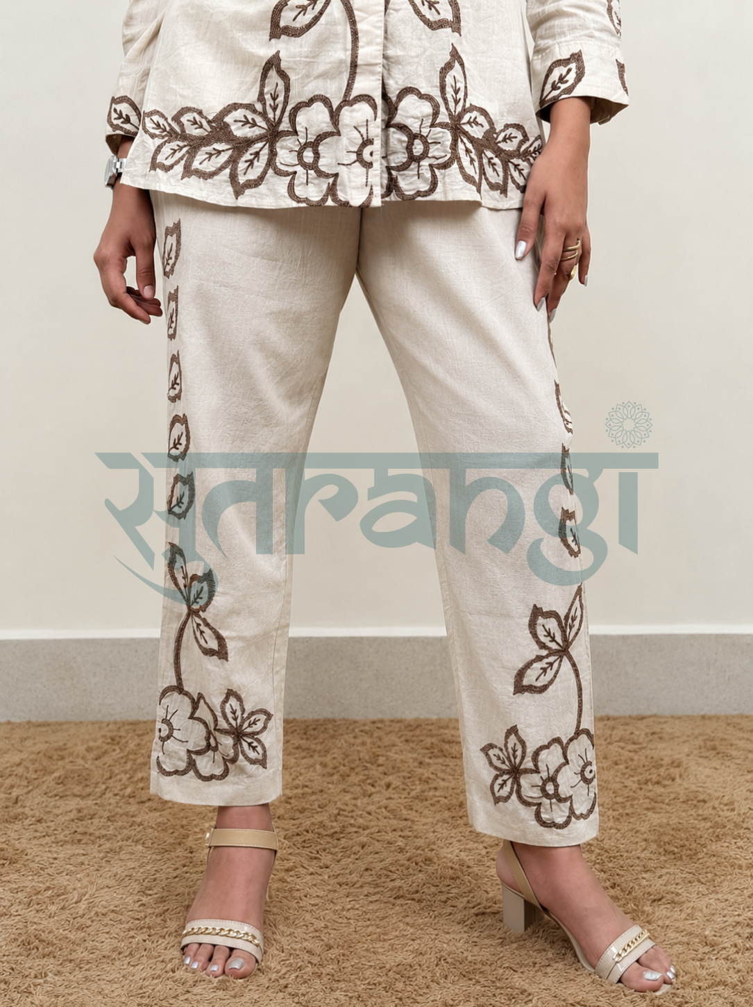 Beige Floral Print Co-ord Set