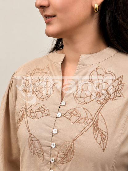 Sandstone Beige Bloom Dress