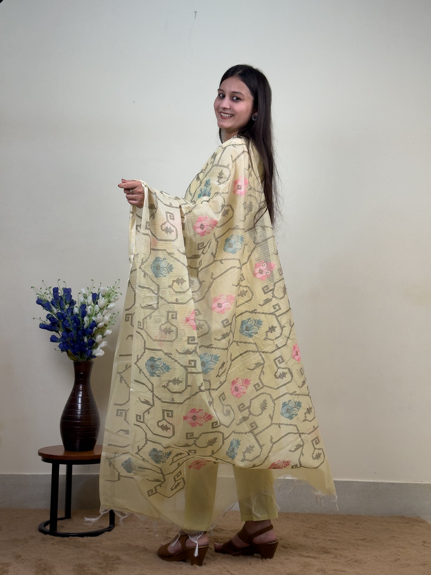 Lemon Blossom Kota Doriya 3-Piece Suit Set
