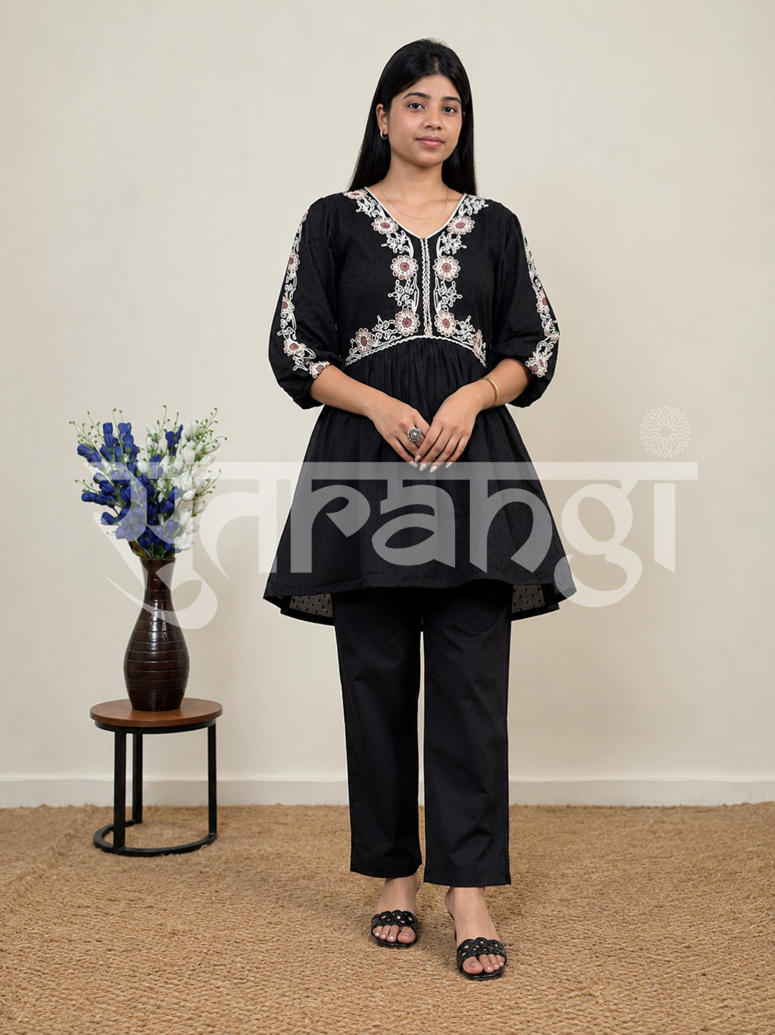 Midnight Bloom Embroidered Co-ord Set