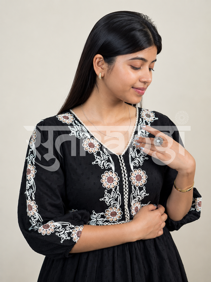 Midnight Bloom Embroidered Co-ord Set