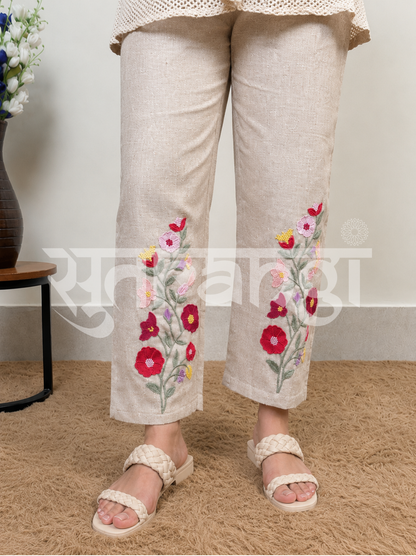 Light Grey Blossom Embroidered Co-ord Set
