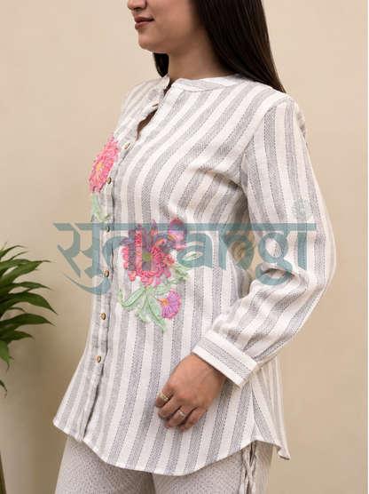 Ivory Bloom Embroidered Co-ord Set