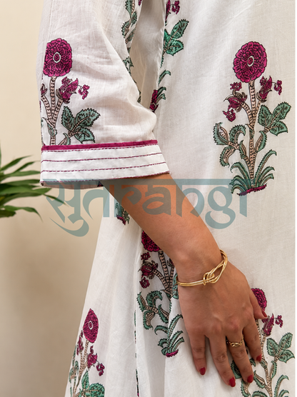 Floral Heritage White Suit Set