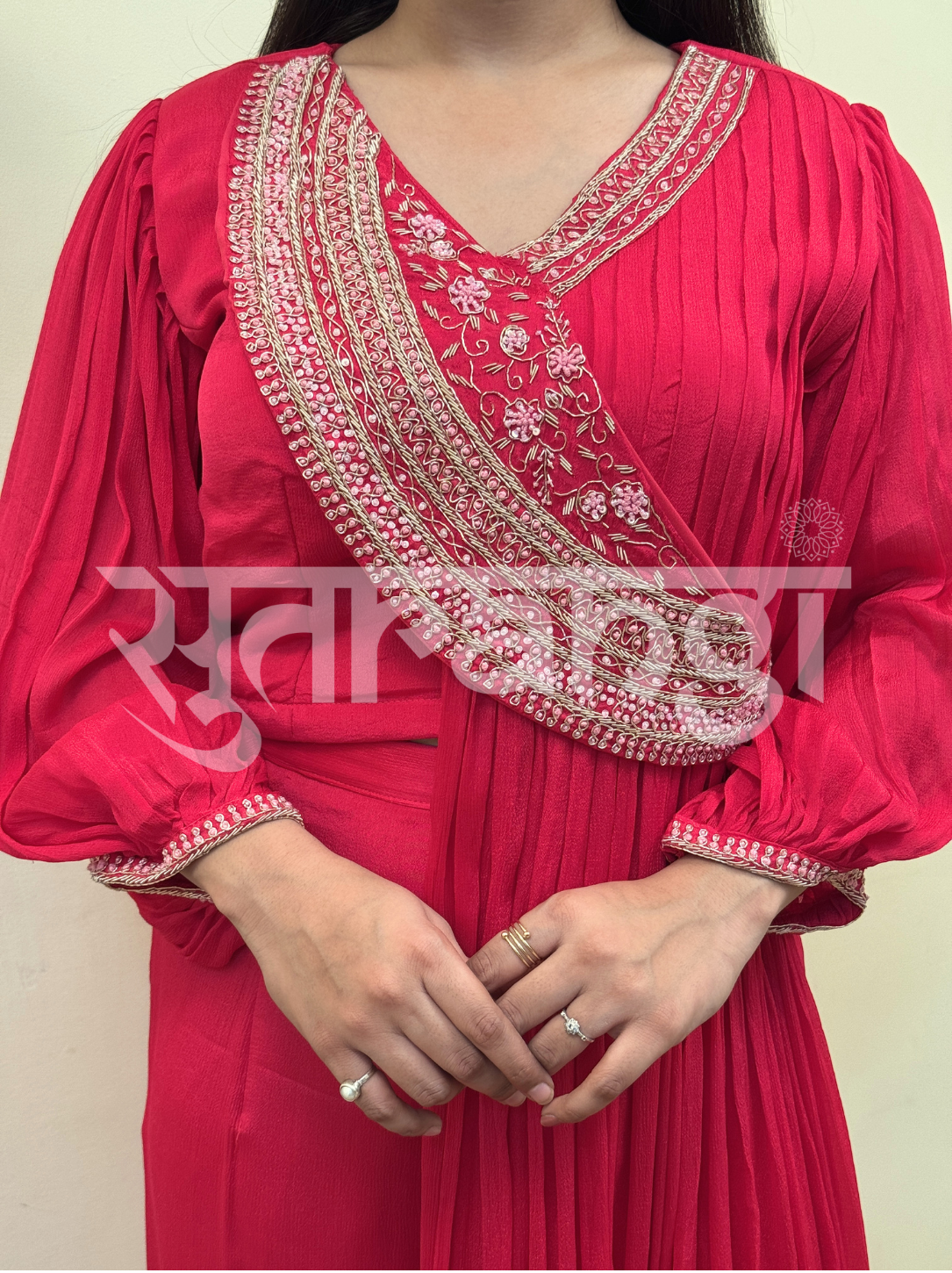 Fuchsia Drape Indo Western