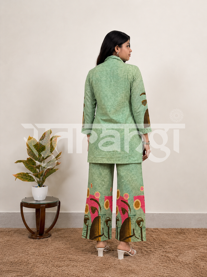 Vibrant Green Abstract Print Co-ord Set