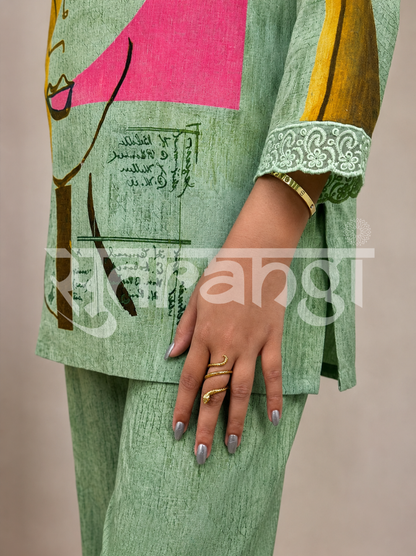 Vibrant Green Abstract Print Co-ord Set