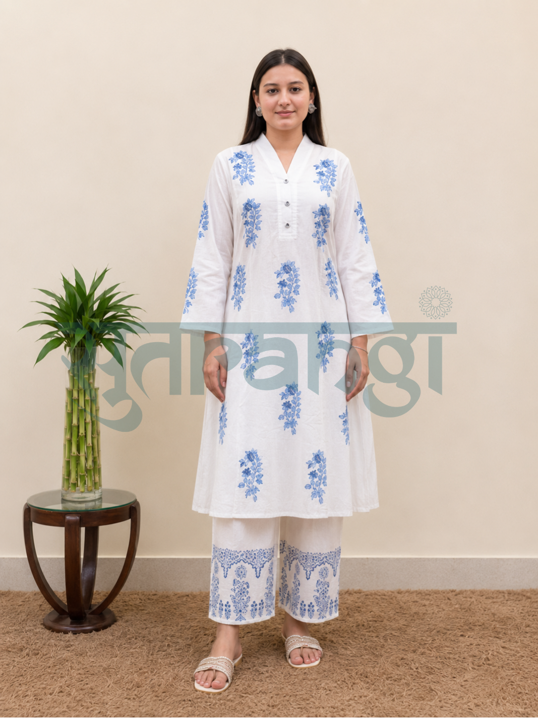 Blue Blossom Cotton Suit Set