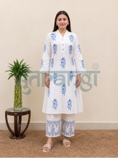 Blue Blossom Cotton Suit Set