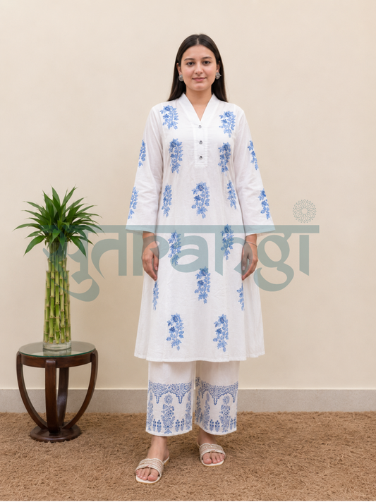 Blue Blossom Cotton Suit Set