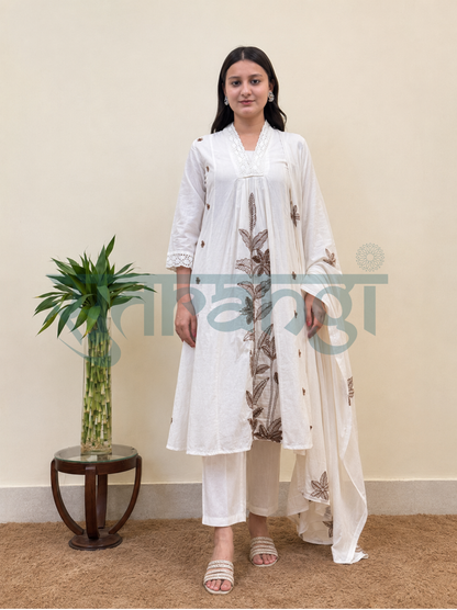 Ivory Leaf Embroidered Suit Set