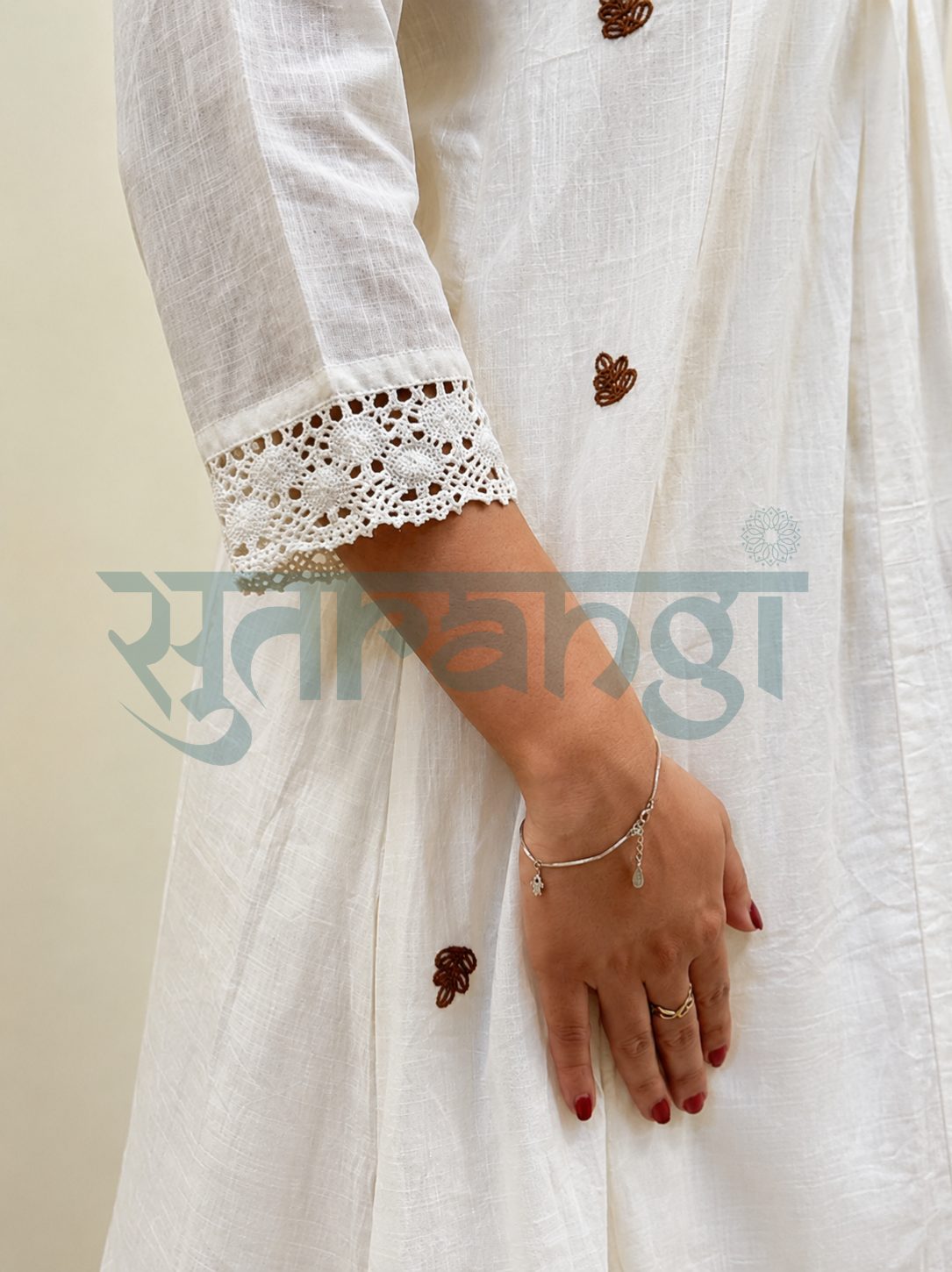 Ivory Leaf Embroidered Suit Set