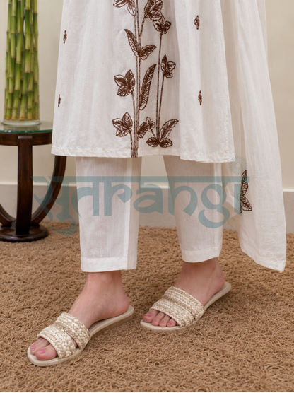Ivory Leaf Embroidered Suit Set