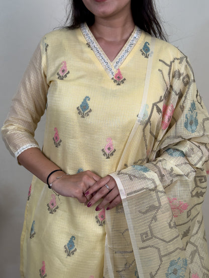 Lemon Blossom Kota Doriya 3-Piece Suit Set
