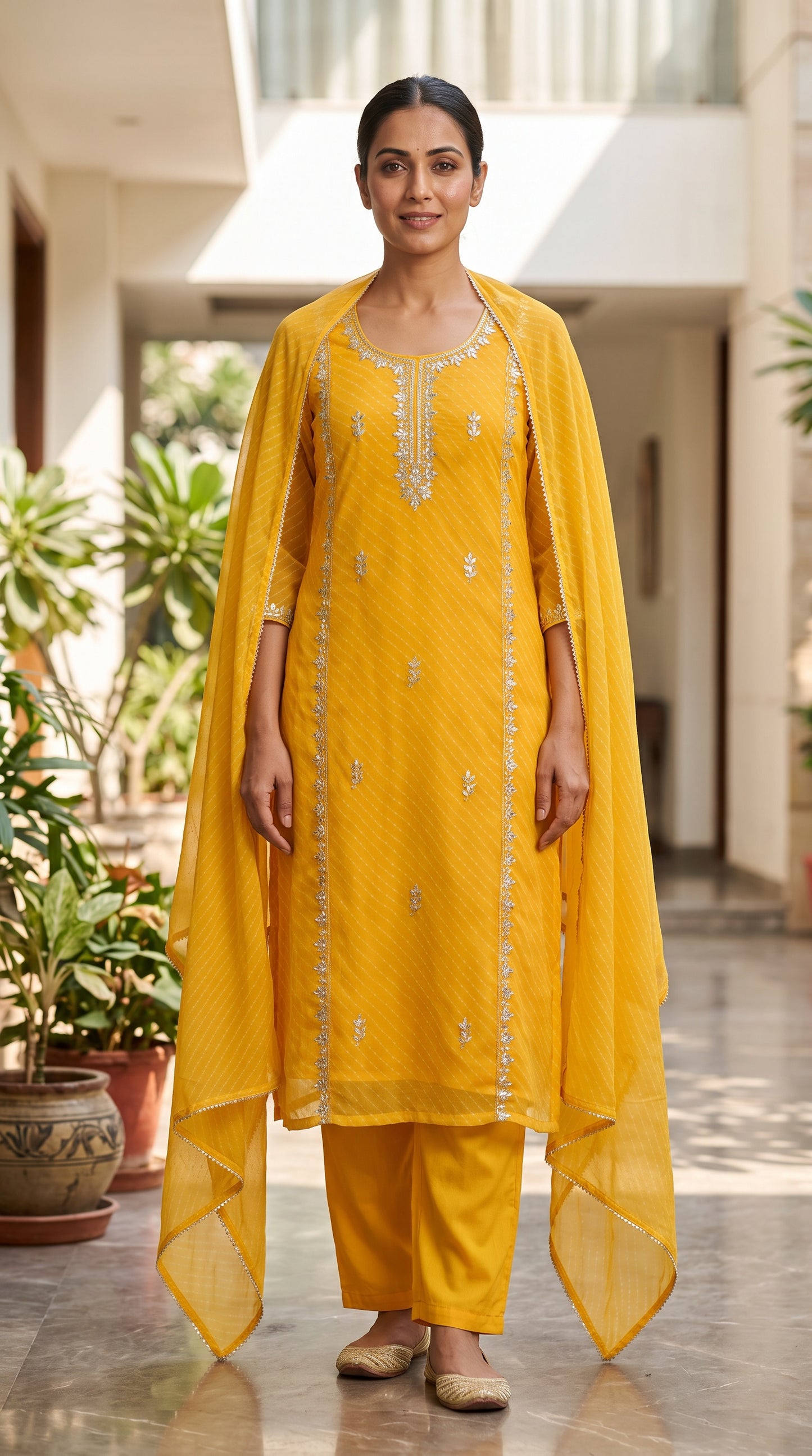 Marigold Chikankari Kurta Set