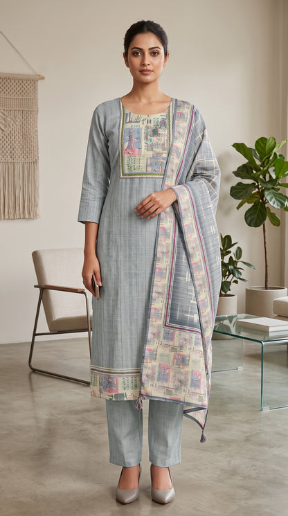 Misty Grey Mosaic Suit Set