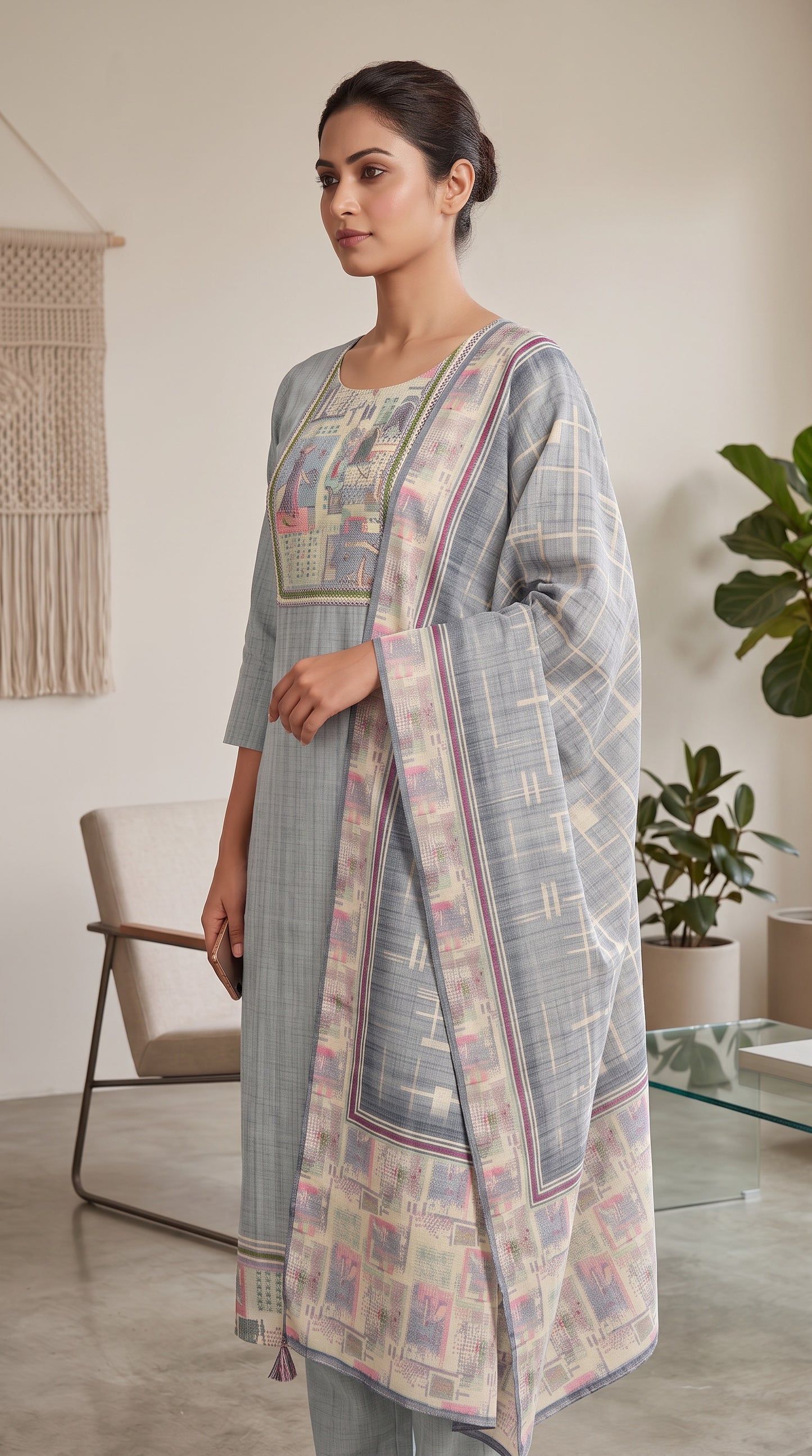 Misty Grey Mosaic Suit Set