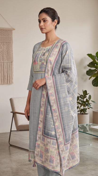 Misty Grey Mosaic Suit Set