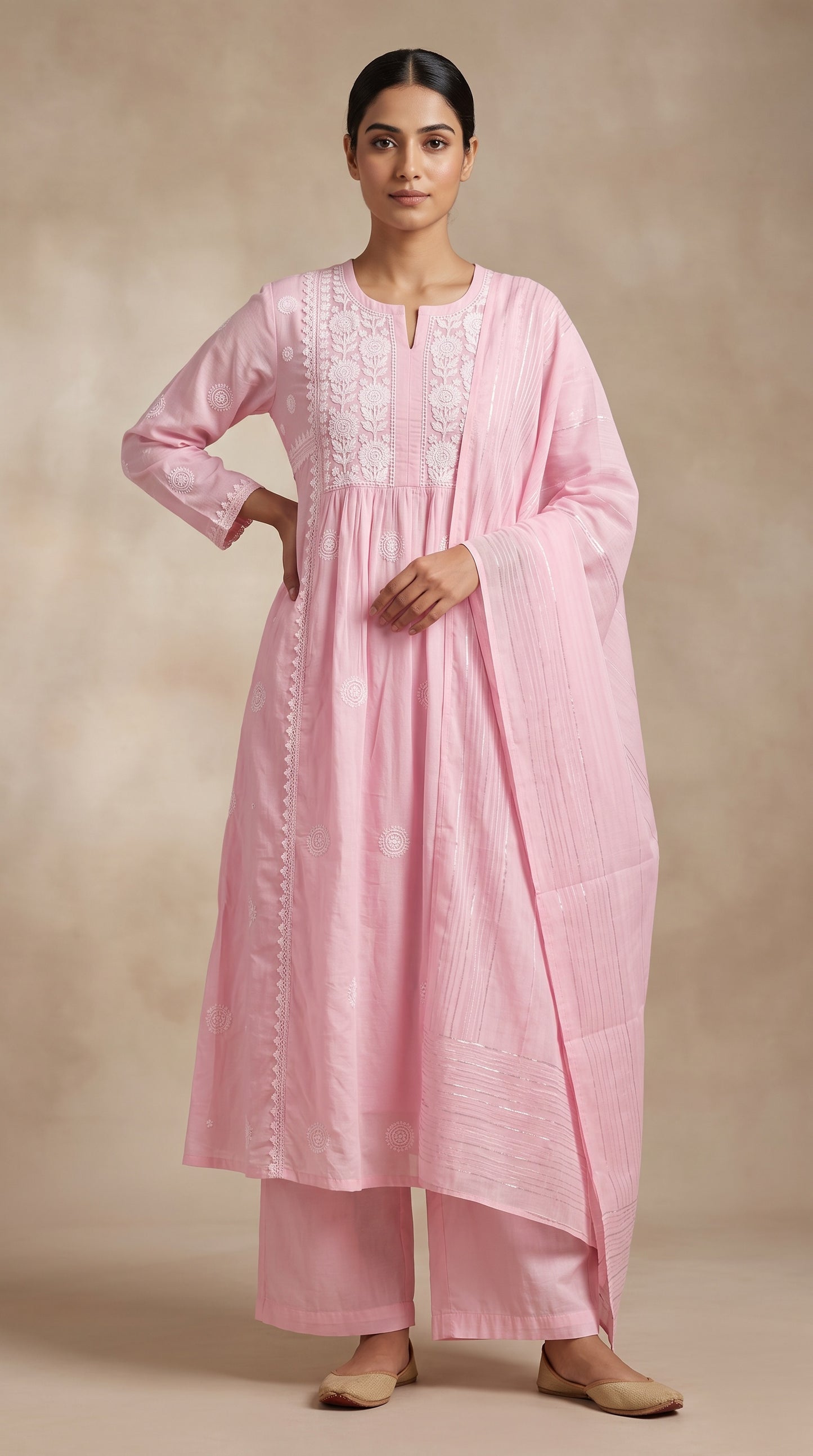 Rosewood Chikankari Anarkali Set