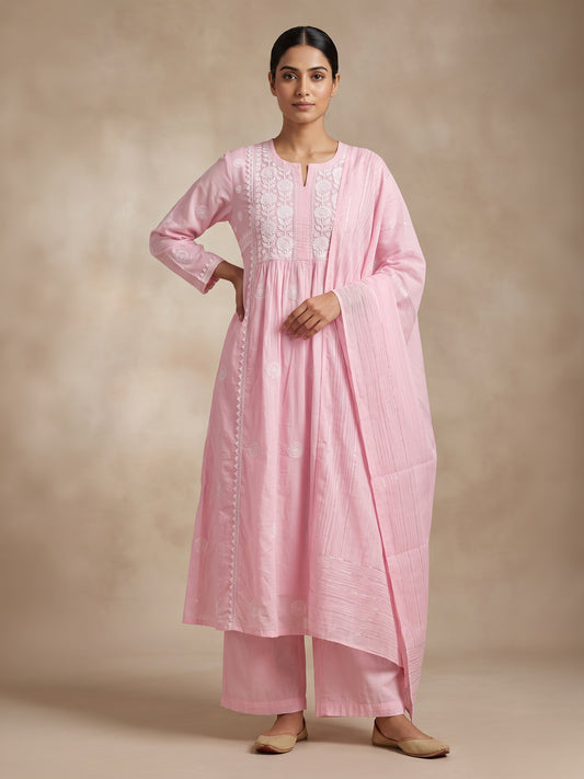 Rosewood Chikankari Anarkali Set