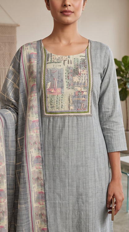 Misty Grey Mosaic Suit Set