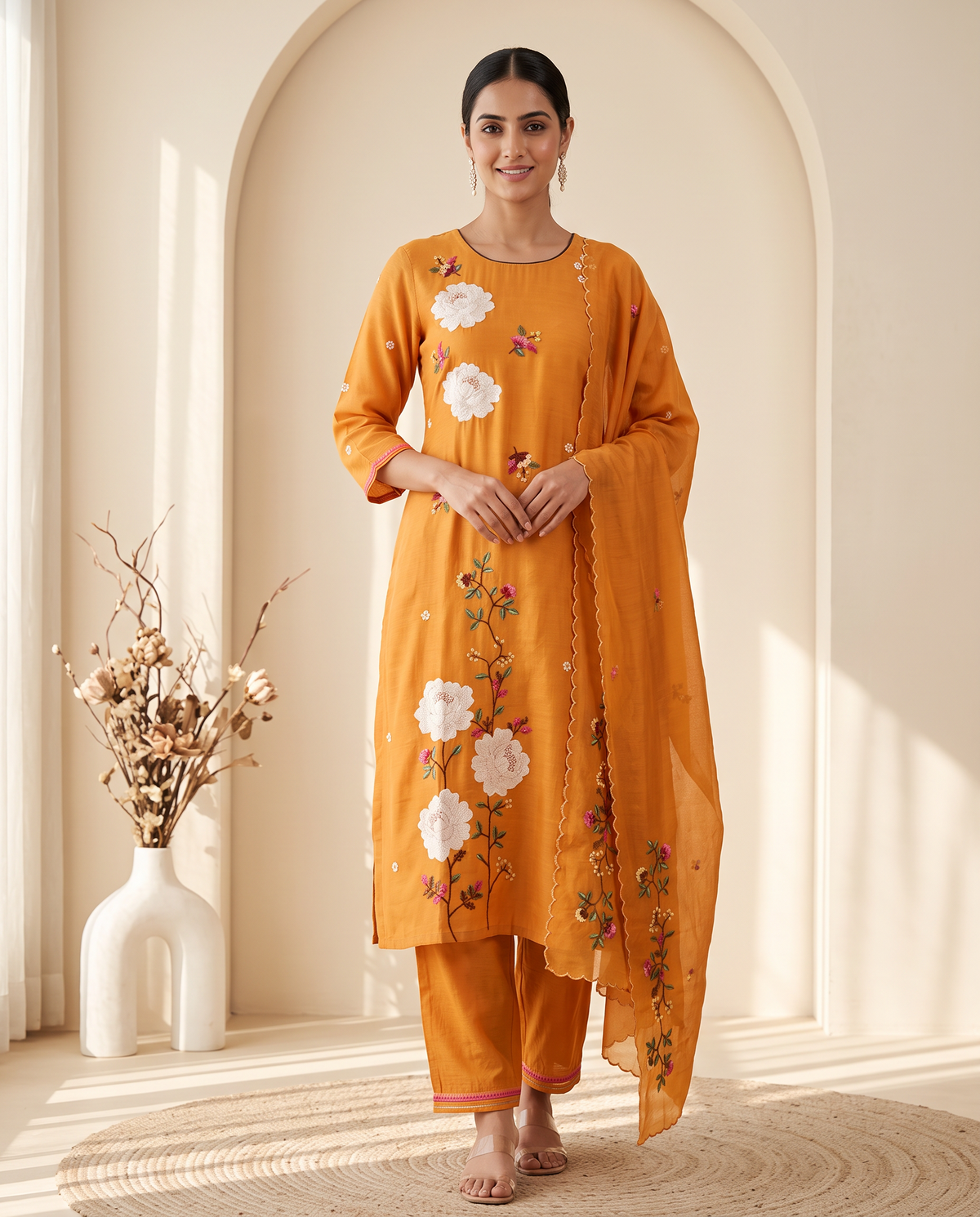 Marigold Bloom Embroidered Kurta Set