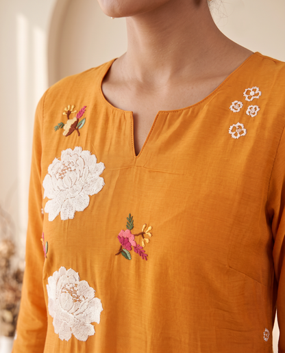 Marigold Bloom Embroidered Kurta Set